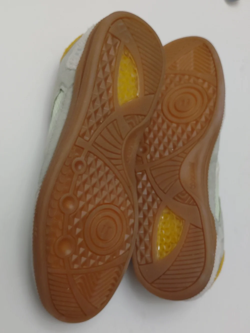 Coolway Light Green and White Suede & Mesh Sneakers with Yellow Heel Accent